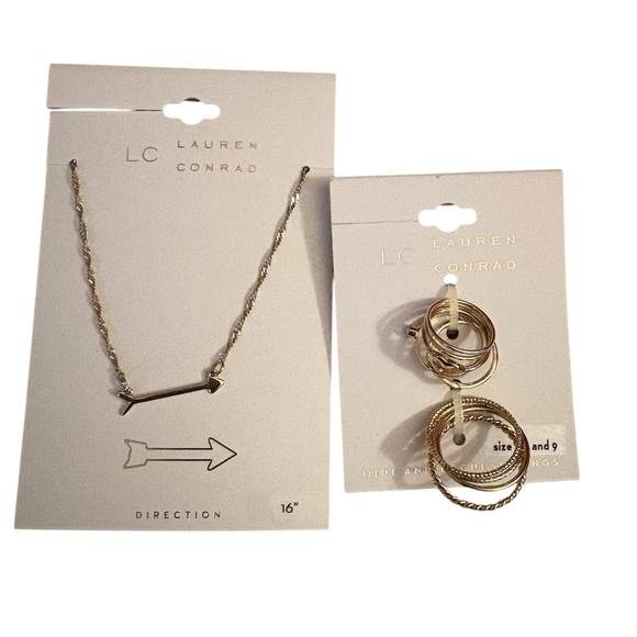 LC Lauren Conrad Jewelry - Lauren Conrad Stacking Rings set and Arrow Necklace new with tags.
